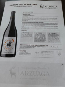 Bodegas Arzuaga - Laderas del Norte 2019 - sheet