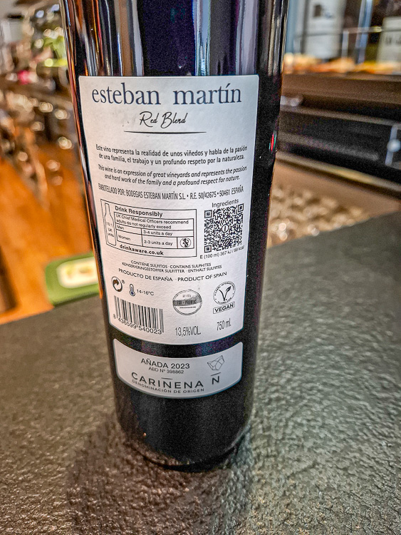 Wijnproeverij Carinena wijngebied - Wijn 4 - Bodega Esteban - DO Carinena - Fles achterkant