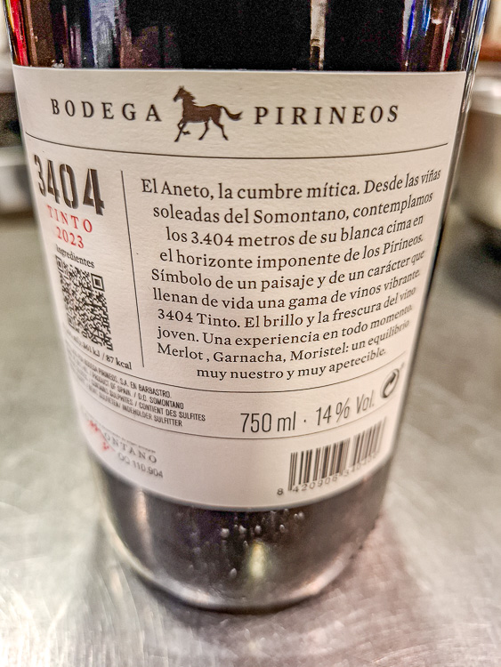 Wijnproeverij Zaragoza - Wijn 2 - 3404 - DO Samontano - Achterkant fles